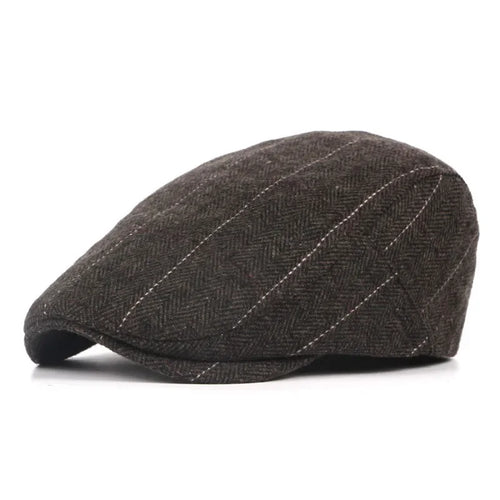 Fashion Berets Men High Quality Autumn Winter Wool Hat Herringbone