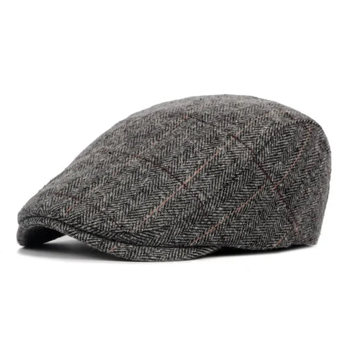 Fashion Berets Men High Quality Autumn Winter Wool Hat Herringbone