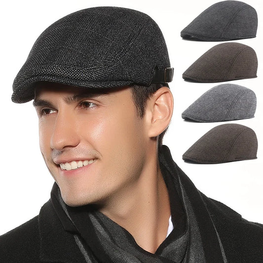 Fashion Berets Men High Quality Autumn Winter Wool Hat Herringbone